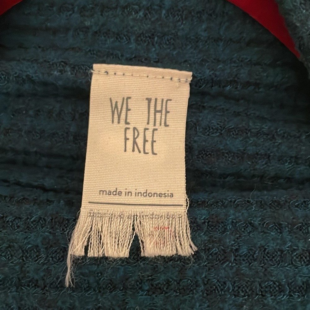 Free People We The Free Kitty Thermal Mock Cowl Neck Ocean Blue Teal - Picture 6 of 7